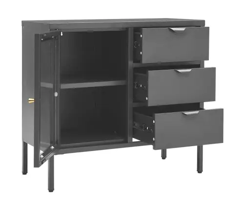 Šoninė Spintelė, Antracito, 75X35X70cm Plienas Ir Stiklas