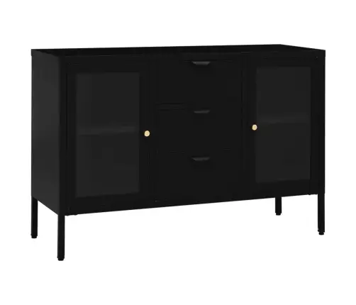 Kumode, Melna, 105X35X70 Cm, Tērauds Un Rūdīts Stikls Vidaxl Kumode, Melna, 105X35X70 Cm, Tērauds Un Rūdīts Stikls Vidaxl