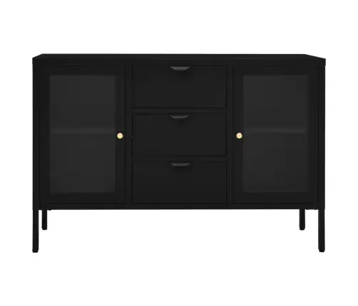 Kumode, Melna, 105X35X70 Cm, Tērauds Un Rūdīts Stikls Vidaxl Kumode, Melna, 105X35X70 Cm, Tērauds Un Rūdīts Stikls Vidaxl