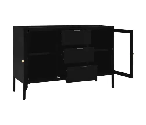 Kumode, Melna, 105X35X70 Cm, Tērauds Un Rūdīts Stikls Vidaxl Kumode, Melna, 105X35X70 Cm, Tērauds Un Rūdīts Stikls Vidaxl