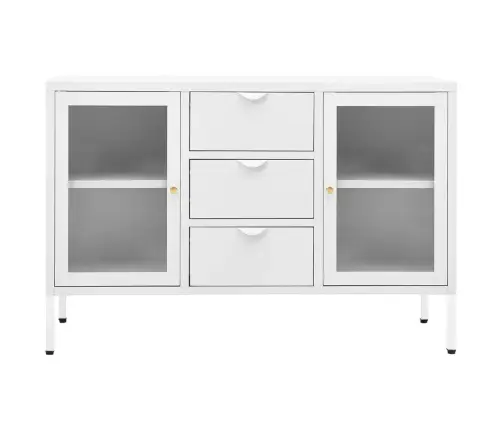Kumode, Balta, 105X35X70 Cm, Tērauds Un Rūdīts Stikls Vidaxl