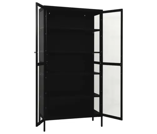 Vitrininė Spintelė, Juoda, 90X40X180cm Plienas Ir Stiklas