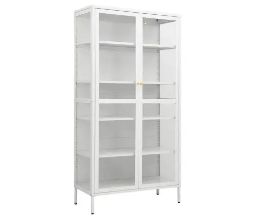 Vitrininė Spintelė, Balta, 90X40X180cm Plienas Ir Stiklas