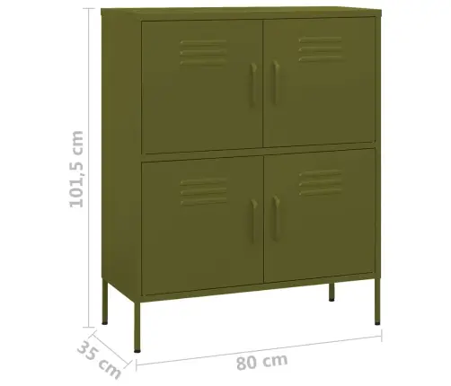 Skapītis, 80X35X101,5 Cm, Tērauds, Olīvu Zaļš Vidaxl