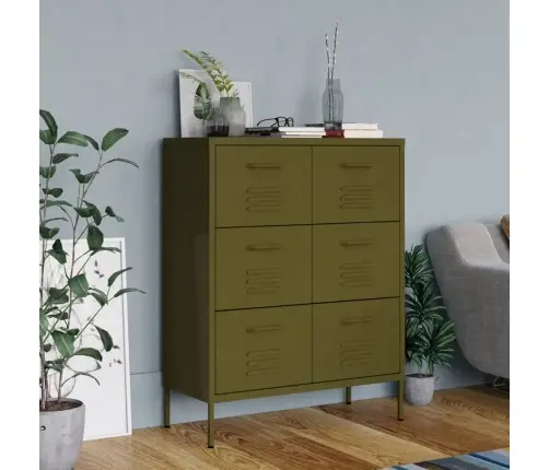 Kummut, Oliivroheline, 80 X 35 X 101,5 cm Teras