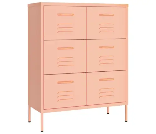 Spintelė Su Stalčiais, Rožinės Spalvos, 80X35X101,5cm Plienas