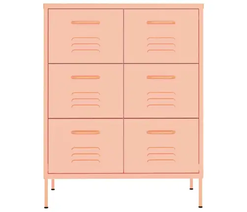 Spintelė Su Stalčiais, Rožinės Spalvos, 80X35X101,5cm Plienas