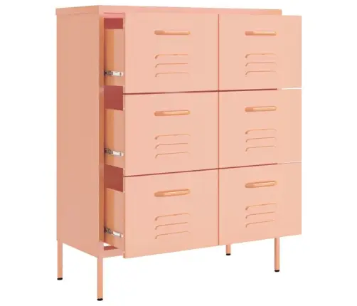 Spintelė Su Stalčiais, Rožinės Spalvos, 80X35X101,5cm Plienas