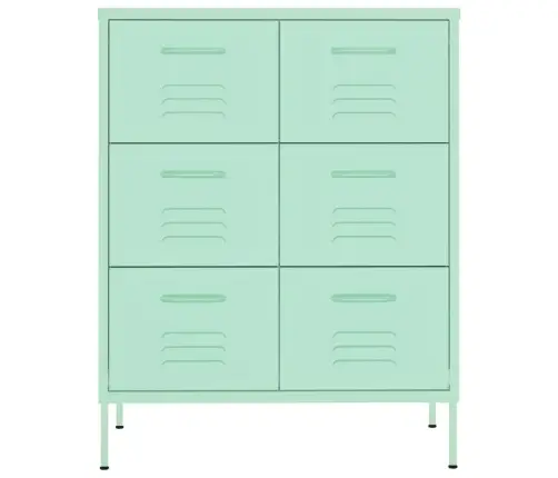 Atvilktņu Skapītis, 80X35X101,5 Cm, Tērauds, Piparmētru Zaļš Vidaxl