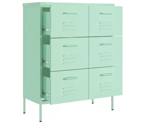 Atvilktņu Skapītis, 80X35X101,5 Cm, Tērauds, Piparmētru Zaļš Vidaxl