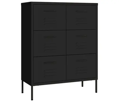 Atvilktņu Skapītis, 80X35X101,5 Cm, Tērauds, Melns Vidaxl