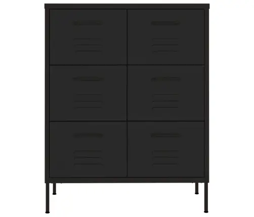 Atvilktņu Skapītis, 80X35X101,5 Cm, Tērauds, Melns Vidaxl