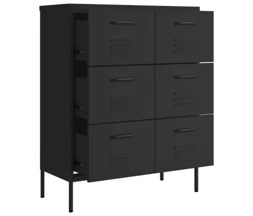 Atvilktņu Skapītis, 80X35X101,5 Cm, Tērauds, Melns Vidaxl