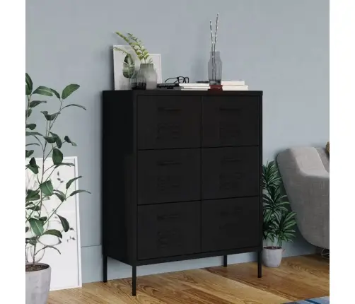 Atvilktņu Skapītis, 80X35X101,5 Cm, Tērauds, Melns Vidaxl