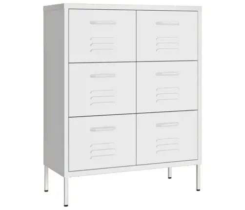 Atvilktņu Skapītis, 80X35X101,5 Cm, Tērauds, Balts Vidaxl