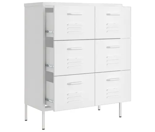 Atvilktņu Skapītis, 80X35X101,5 Cm, Tērauds, Balts Vidaxl