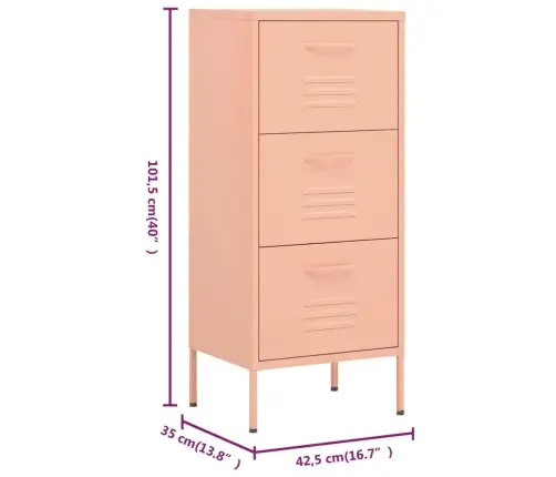 Skapītis, 42,5X35X101,5 Cm, Tērauds, Rozā Vidaxl
