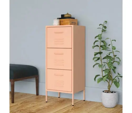 Skapītis, 42,5X35X101,5 Cm, Tērauds, Rozā Vidaxl