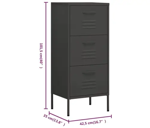 Skapītis, 42,5X35X101,5 Cm, Tērauds, Antracītpelēks Vidaxl