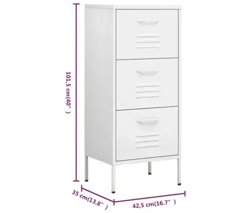 Skapītis, 42,5X35X101,5 Cm, Tērauds, Balts Vidaxl