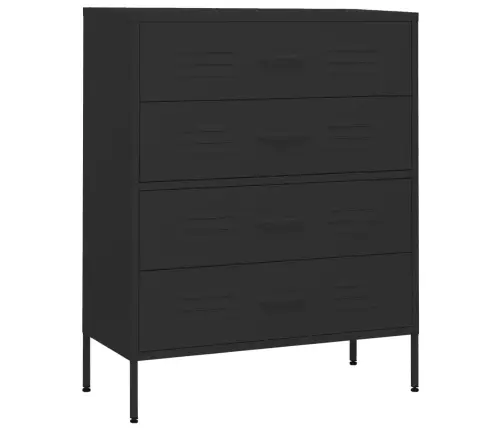 Skapītis Ar Atvilktnēm, 80X35X101,5 Cm, Tērauds, Melns Vidaxl