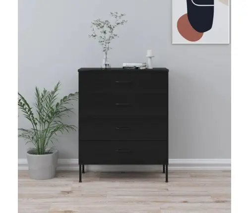 Skapītis Ar Atvilktnēm, 80X35X101,5 Cm, Tērauds, Melns Vidaxl