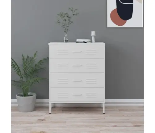 Skapītis Ar Atvilktnēm, 80X35X101,5 Cm, Tērauds, Balts Vidaxl