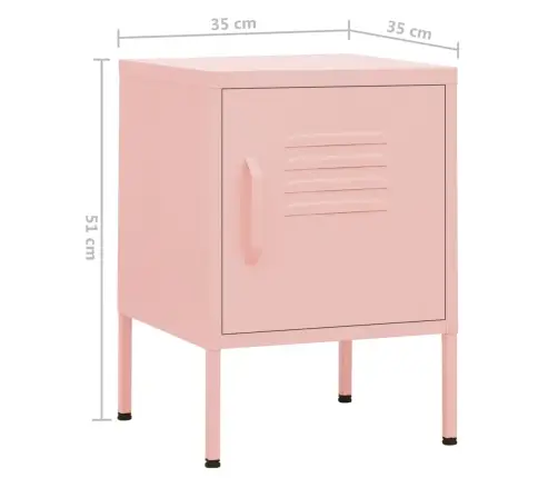Naktsskapītis, 35X35X51 Cm, Tērauds, Rozā Vidaxl