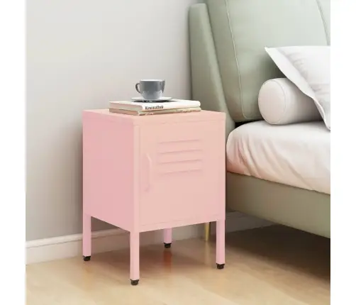 Naktsskapītis, 35X35X51 Cm, Tērauds, Rozā Vidaxl