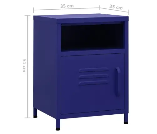 Naktsskapītis, 35X35X51 Cm, Tērauds, Tumši Zils Vidaxl