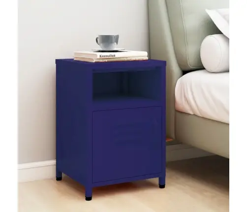 Naktsskapītis, 35X35X51 Cm, Tērauds, Tumši Zils Vidaxl