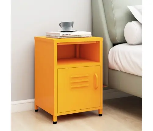 Naktsskapītis, 35X35X51 Cm, Tērauds, Dzeltens Vidaxl