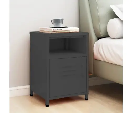 Naktsskapītis, 35X35X51 Cm, Tērauds, Antracītpelēks Vidaxl