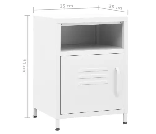 Naktsskapītis, 35X35X51 Cm, Tērauds, Balts Vidaxl Naktsskapītis, 35X35X51 Cm, Tērauds, Balts Vidaxl