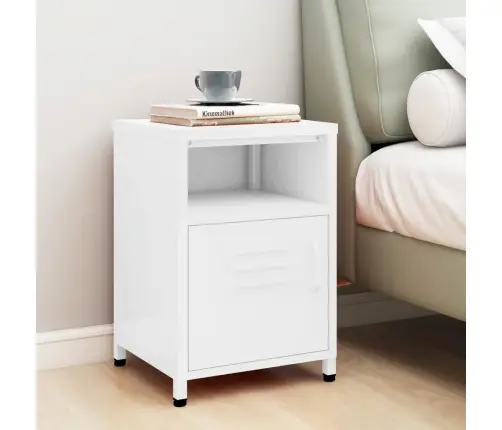 Naktsskapītis, 35X35X51 Cm, Tērauds, Balts Vidaxl Naktsskapītis, 35X35X51 Cm, Tērauds, Balts Vidaxl