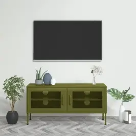 Tv Skapītis, 105X35X50 Cm, Tērauds, Olīvu Zaļš Vidaxl