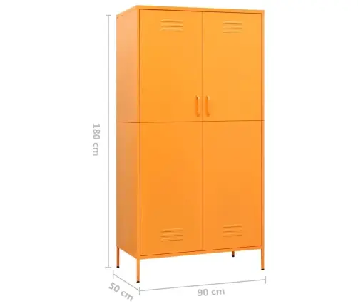 Skapis, 90X50X180 Cm, Tērauds, Sinepju Dzeltens Vidaxl