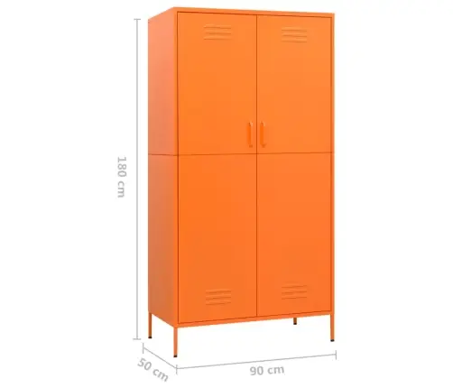 Skapis, 90X50X180 Cm, Tērauds, Oranžs Vidaxl