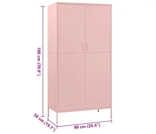 Skapis, 90X50X180 Cm, Tērauds, Rozā Vidaxl