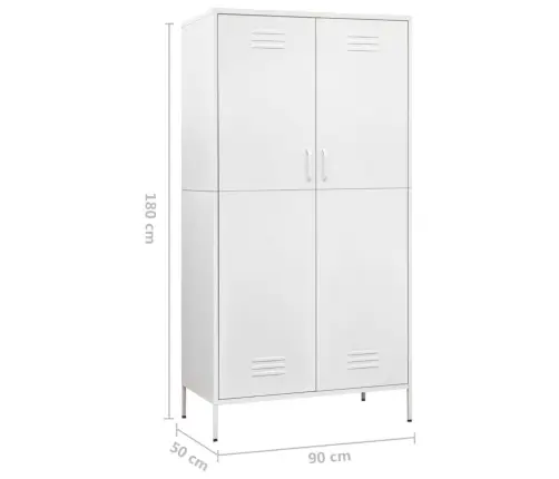 Skapis, 90X50X180 Cm, Tērauds, Balts Vidaxl Skapis, 90X50X180 Cm, Tērauds, Balts Vidaxl