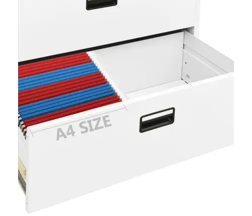 Failu Skapis, Balts, 90X46X134 Cm, Tērauds Vidaxl