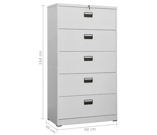 Failu Skapis, Gaiši Pelēks, 90X46X164 Cm, Tērauds Vidaxl