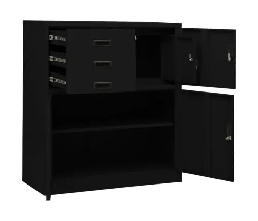 Biroja Skapis, 90X40X102 Cm, Melns, Tērauds Vidaxl