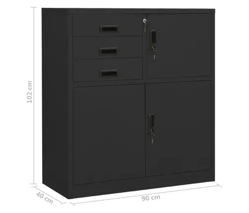 Biroja Skapis, 90X40X102 Cm, Antracītpelēks, Tērauds Vidaxl