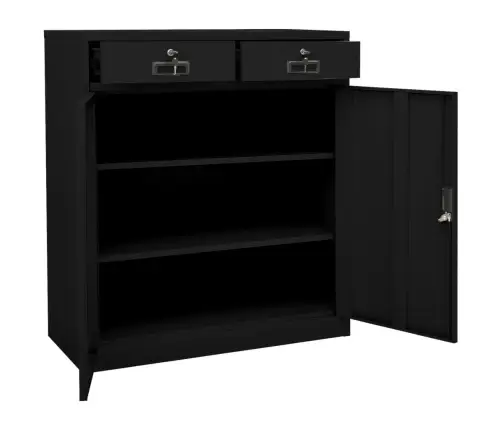 Biroja Skapis, 90X40X102 Cm, Melns, Tērauds Vidaxl