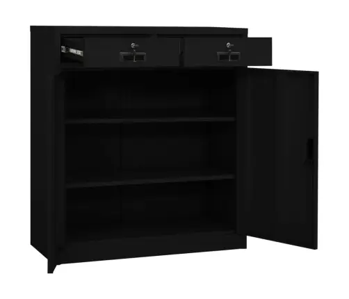 Biroja Skapis, 90X40X102 Cm, Melns, Tērauds Vidaxl