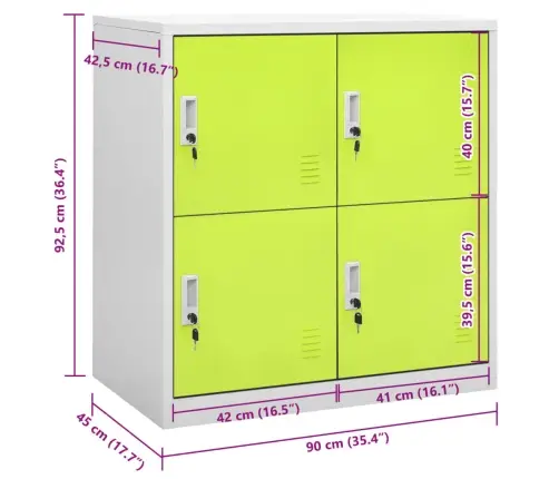 Lukustatav Hoiukapp, Helehall Ja Roheline, 90X45X92,5 cm Teras