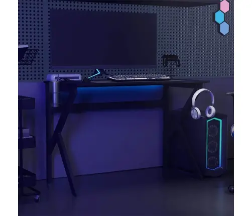 Datorspēļu Galds, K-Formas Kājas, Melns, 110X60X75 Cm Vidaxl