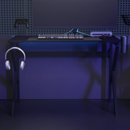 Datorspēļu Galds, K-Formas Kājas, Melns, 110X60X75 Cm Vidaxl