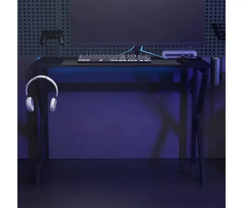 Datorspēļu Galds, K-Formas Kājas, Melns, 110X60X75 Cm Vidaxl